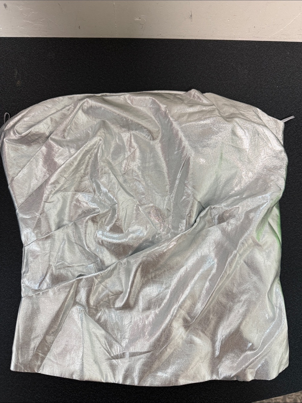 Zara Silver Metallic Strapless halter Crop Top